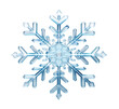 Beautiful blue snowflake on transparent background. Winter, Christmas element. Realistic snow flake. Cut out crystal of snow. Macro view