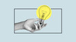 © Andrii - Collage with female hand and lightbulb expressing new idea. Got an idea. Creative imagination. Modern art with copy space for ad