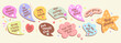 Vector collection of speech bubbles with affirmation. Self love and compliment phrases.