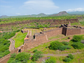 Wall Mural - Cidade Velha Sao Filipe Royal Fortress Aerial View. The oldest city in the Republic of Cape Verde. The Republic of Cape Verde is an island country in the Atlantic Ocean. Africa.