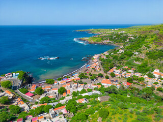 Wall Mural - Cidade Velha Aerial View. The oldest city in the Republic of Cape Verde. Santiago Island Landscape. The Republic of Cape Verde is an island country in the Atlantic Ocean. Africa.