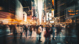 Fototapeta Londyn - Urban Velocity: A Kaleidoscope of Blurred Motion in the Heart of a Thriving Metropolis, where Crowds of People Engage in the Dynamic Choreography of City Life