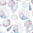 White and pearly shells vector seamless pattern