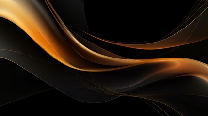 Wall Mural - abstract illustration of luxurious black lines on a dark background with golden accents and geometri