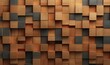 Square, Soft sheen Wall background with tiles. 3D, tile Wallpaper with Wood, Timber blocks. 3D Render, Generative AI