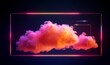 Cyberpunk Background Design. Cloud Formation with Pink and Yellow, Rectangle shaped Neon Frame, Generative AI