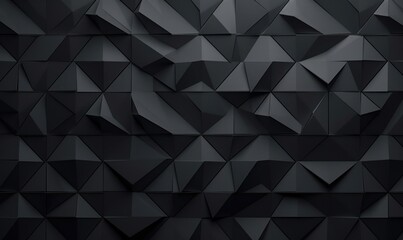 Wall Mural - Polished, Semigloss Wall background with tiles. Triangular, tile Wallpaper with 3D, Black blocks. 3D Render, Generative AI