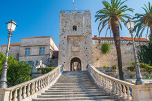 Historic Gate Of The Old Town Of Korcula, Dalmatia, Croatia