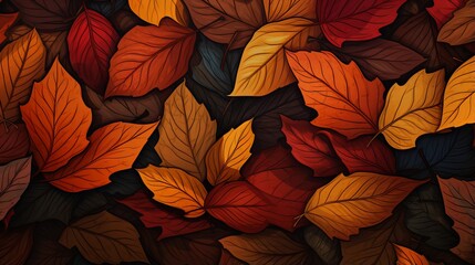 Wall Mural - Colorful autumn leaves on a background