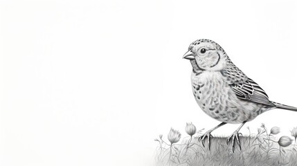 Wall Mural -  a drawing of a bird standing on a patch of grass.  generative ai