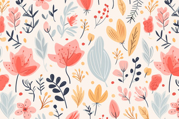 Christmas floral seamless pattern. Good for fashion fabrics, children’s clothing, T-shirts, postcards, email header, wallpaper, banner, events, covers, advertising, and more.