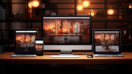 Wall Mural - Realistic photography Website development: Providing services on development and maintenance of websites for clients supporting any devices. Generative AI