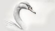  a drawing of a white swan with its head turned to the side.  generative ai