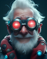 Wall Mural - Futuristic steampunk portrait of Santa Klaus.