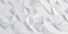 Two Layer Offset Abstract White Polygon Geometrical Triangles Pattern Background Wallpaper Banner Flat Lay Top View From Above, Generative AI