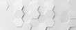 Random shifted white honeycomb hexagon background wallpaper banner pattern with copy space, Generative AI