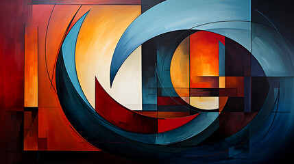 Abstract experimental combinations of various colored geometric shapes