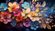 Abstract incredible fantasy flowers, bright rainbow colors