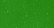 Christmas Black Background With Snowflakes Falling Snow From Top On Chroma Key Green