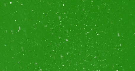 Wall Mural - christmas black background with snowflakes falling snow from top on chroma key green