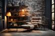 modern industrial reading room with light natural materials with modern art on the walls