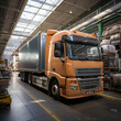© Анна Мартьянова - Trucks are loaded and unloaded at the warehouse.  transportation concept. logistic and service style. square