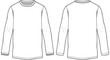 © Fathima Flats - Men's long sleeve Crew neck T Shirt flat sketch fashion illustration drawing template mock up with front and back view