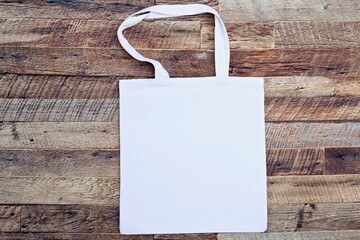 Wall Mural - White eco bag mockup. Blank Shopping sack with copy space. Canvas tote bag. Eco friendly
