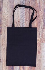 Wall Mural - Black blank cotton eco tote bag mock up. Black canvas fabric design mockup.