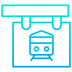 Poster - Outline gradient Train Signboard icon