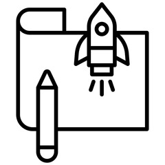 Wall Mural - Outline Launch Plan icon