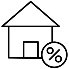 Wall Mural - Outline Real estate Percentage icon