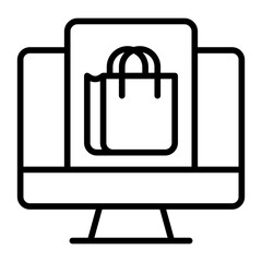 Canvas Print - Outline Monitor Shopping Bag icon