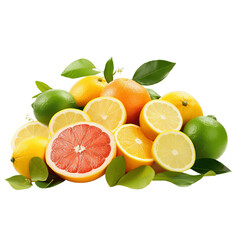 Canvas Print - A Lush Mound of Fresh Citrus Fruits, Isolated on White Background
