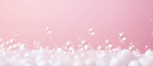 Pink Pastel Background With White Foam Bubbles Perfect For Laundry And Cleaning Services