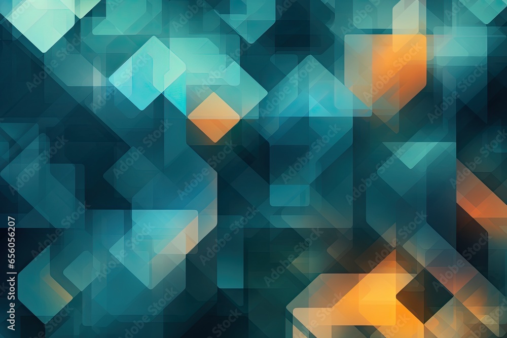 Professional and Minimalistic Abstract Background for PPT: Visualize a Digital Geometric Design with Overlapping Translucent Shapes for a Sense of Depth, generative AI