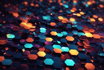 Abstract background hexagon pattern with glowin