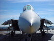 fighter jet parked on carrier deck