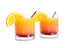 Glasses Of Tasty Mai Tai Cocktail On White Background