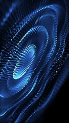 Wall Mural - Vertical video - abstract technology motion background animation with a flowing blue fractal wave of glowing blue light beams. Shallow depth of field bokeh. Full HD and looping.