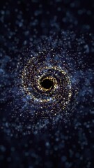 Wall Mural - Vertical video - outer Space sci-fi background. Blue and gold spiral galaxy stars and particles. Looping, HD motion background animation.