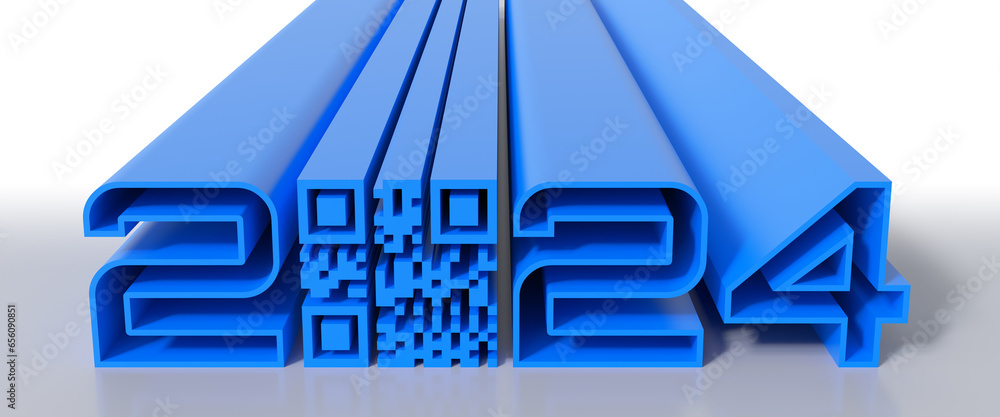 QR-Code 2024 on White Background. 3d Rendering Stock Illustration ...