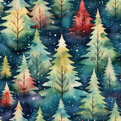 Wall Mural - Abstract Christmas Tree Seamless Wrapping Paper Pattern.