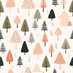 Wall Mural - Abstract Christmas Tree Seamless Wrapping Paper Pattern.