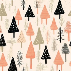 Wall Mural - Abstract Christmas Tree Seamless Wrapping Paper Pattern.