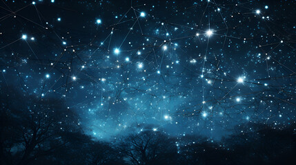 Wall Mural - clear starry sky at night. beautiful night sky, milky way and trees.