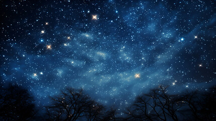 Wall Mural - clear starry sky at night. beautiful night sky, milky way and trees..