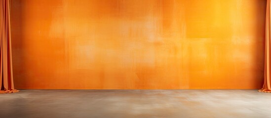 Wall Mural - Vertical soft gradient backdrop in orange hues resembling a painted canvas studio or muslin wall floor with vignette