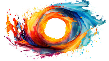 Wall Mural - a whirlpool of multi-colored colors in a flow moving in a circle,  a splash of colors. Abstract circle liquid motion flow explosion  on white background.