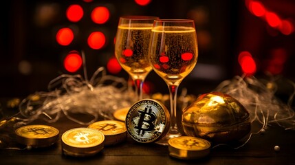 Poster - bitcoin new year festive celebration